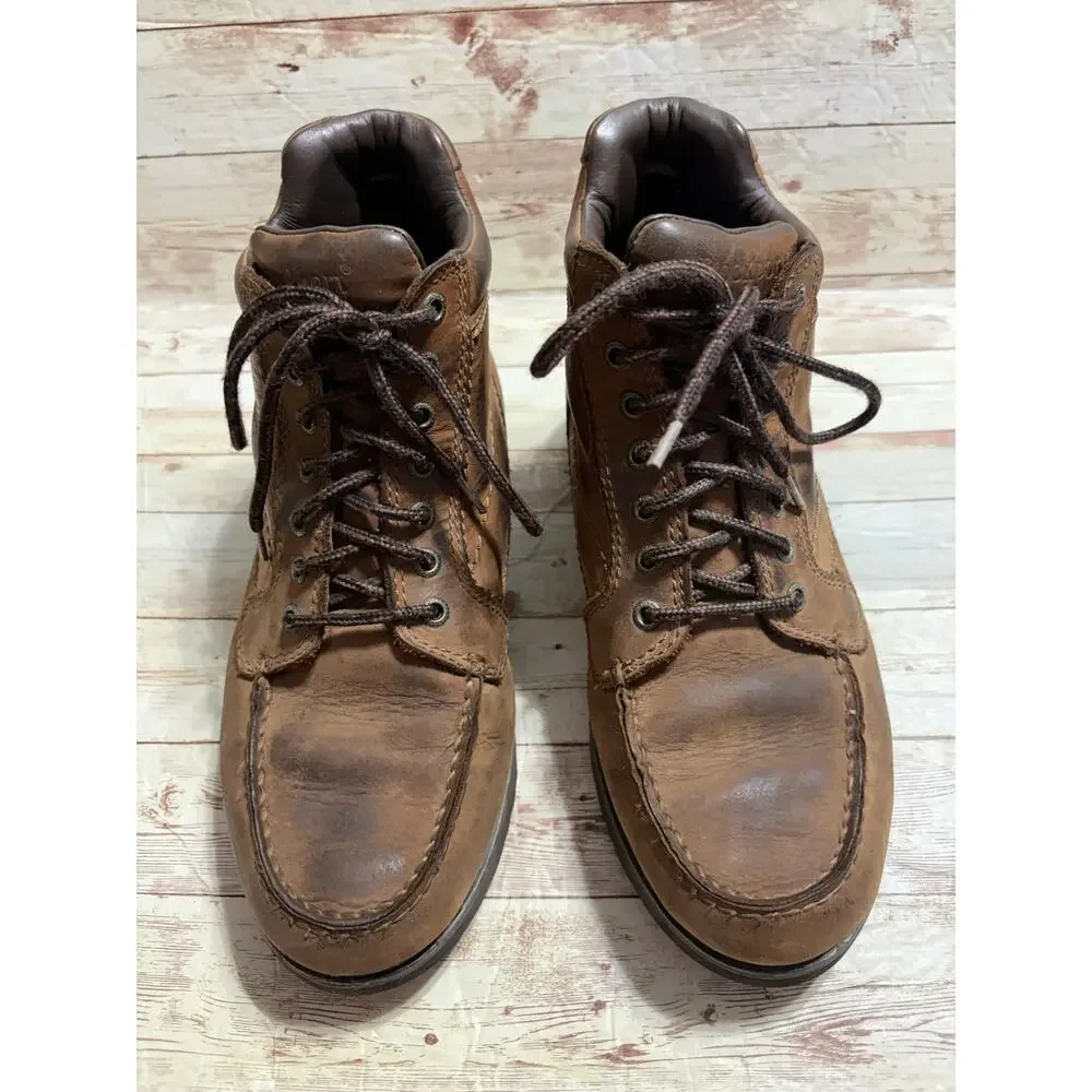 Rockport Leather Lace Up Ankle Boot Men's Size 9XW Wide Hiking Outdoors Brown
